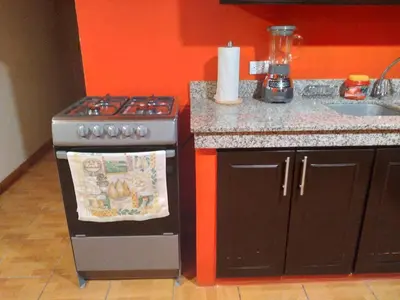 a kitchen with a stove and a sink at Casa Topacio 1 in Santa Ana