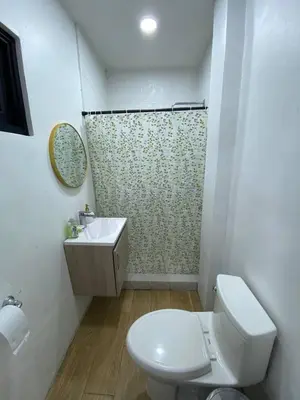 a bathroom with a toilet and a sink and a shower at Casa Francisca in Alegría