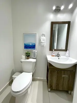 a bathroom with a toilet and a sink at Mariposa Reina B in El Jagüey