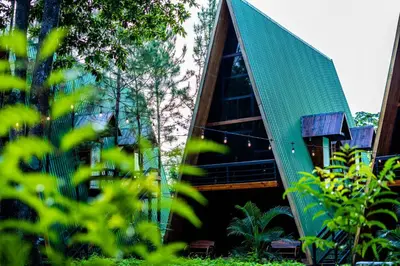 a tree house with a green roof at Hacienda Rubí Club & Resort in San Miguel