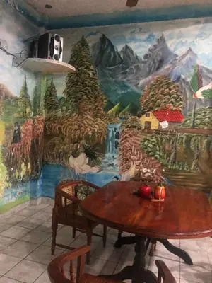 a room with a wall with a painting on it at Hotel Inn El Guanaco in San Miguel