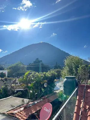 a view of a mountain from a resort balcony at 1961 Los Naranjos Hostal in Los Naranjos