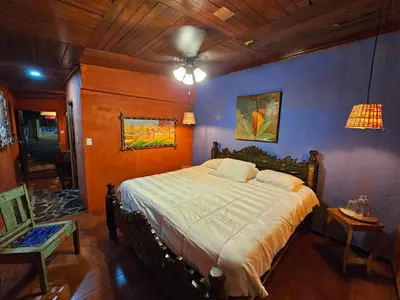 a bedroom with a large bed in a room at Santa Fe in Juayúa