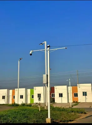 a group of street lights in a parking lot at KIRAz in Turín