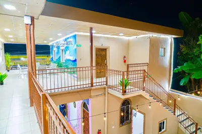 a view of a hospital lobby with a staircase at Hotel Five Stars sv in Berlín