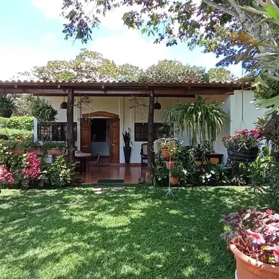 a backyard with a pergola and green grass at Cabaña Mi Bello Jardín, Privado, Zona Urbana in Apaneca
