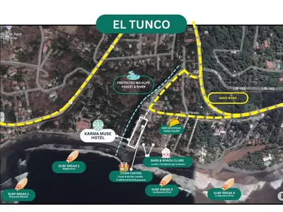 a map of the elkico trailroute at Karma Muse Hotel in La Libertad