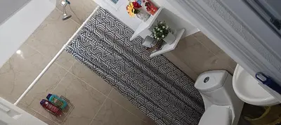 an overhead view of a bathroom with a toilet at Casa de Reyes in San Miguel