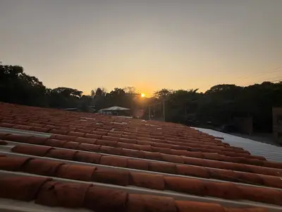 an empty amphitheater with the sunset in the background at El Mangal 3 B&B in Suchitoto