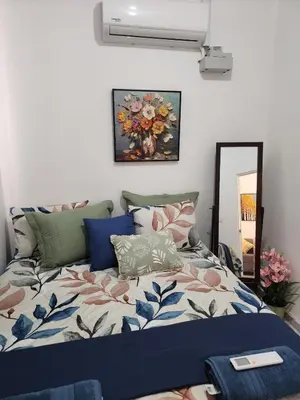 a bedroom with a bed and a mirror at Casa América in San Miguel