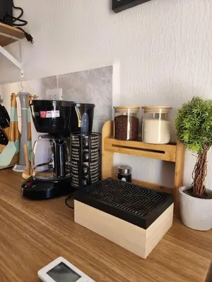 a coffeemaker sitting on a counter with a coffee maker at Casa América in San Miguel