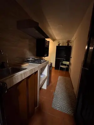 a kitchen with a sink and a counter top at Oasis Urbano San Benito in San Salvador