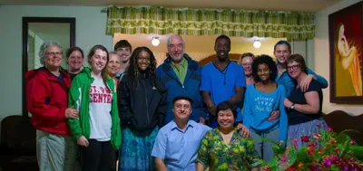 a group of people posing for a picture at Hotel Oasis in San Salvador