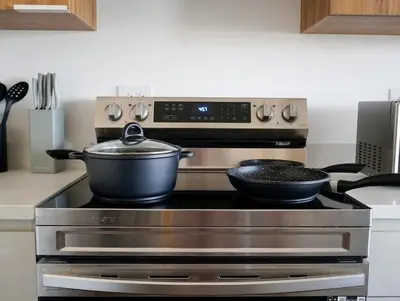 a kitchen stove with two pots on top of it at View of The Capital, Escalon SV in San Salvador