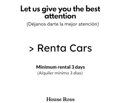 let us give you the best attention reiru cars houseros summon rental days at Cerca de todo en La Union in La Unión