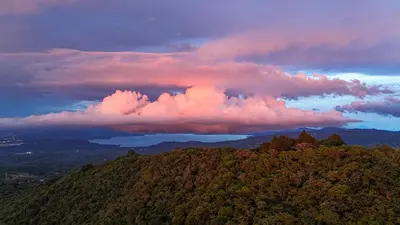 a cloud formation on top of a mountain at Monticello in San Marcos