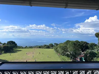 a view of a large field from a window at Estancia Altos de Guadalupe in Alegría