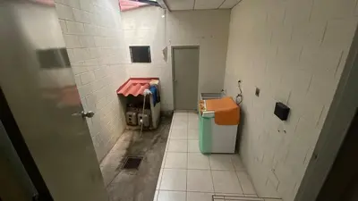 a hallway of a bathroom with a room with a trash can at Casa Miramar, relaxation and work