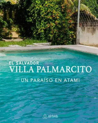 a swimming pool with the words villa palma palmarato on it at Villa Palmarcito in El Zonte
