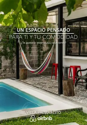a hammock by a swimming pool in a yard at Villa Palmarcito in El Zonte