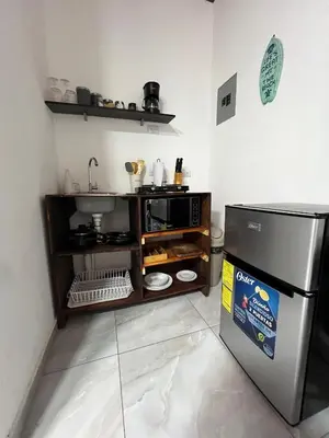 a kitchen with a sink and a refrigerator at Sunzal Tropical 9 in Tamanique