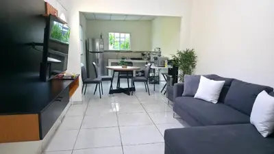 a living room with a couch and a table at La Casa de Miranda in San Miguel