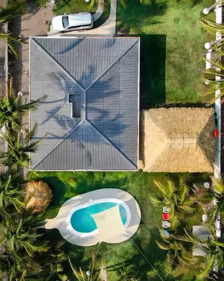 an overhead view of a house with a swimming pool at Azul Beach House in La Esmeralda