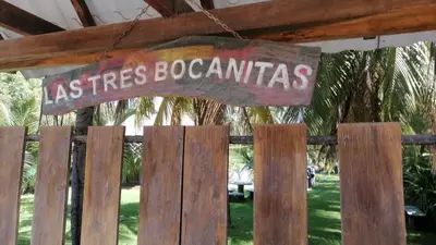 a sign that says miss bees bovenants hanging on a fence at La Casita de la Playa La Bocana San Juan in Metalío