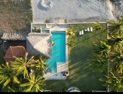 an overhead view of a house with a swimming pool at House in Costa del Sol with beach access 5 bedrooms in Marcelino