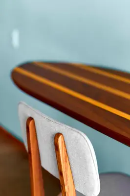 a close up of the back of a chair at Puro Surf Hotel & Performance Academy in El Zonte