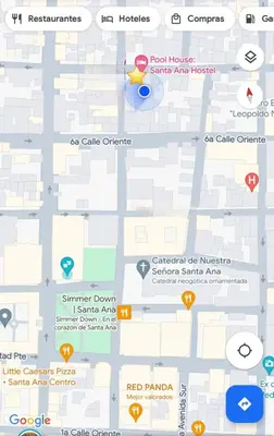a map of the location of a campus at Pool House Hostel in Santa Ana