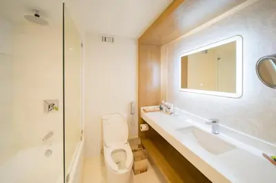 a bathroom with a toilet and a sink and a shower at Real Intercontinental San Salvador by IHG in San Salvador