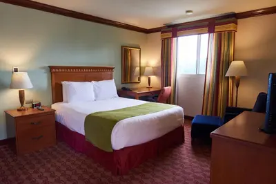 a hotel room with a bed and a television at Suites las Palmas, Hotel & Apartments. in San Salvador