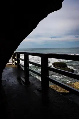 a view of the ocean from a pier at Acantilados in La Libertad