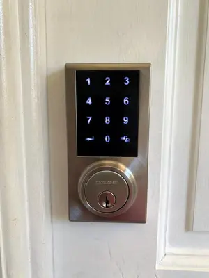 a close up of a door with a key board on it at Luxury Modrn Apartment, w/amazing view, 3BR,Escalon,Exclus,Secur in San Salvador