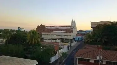 a view of a city with a church at Casa Central de Santa Ana in Santa Ana
