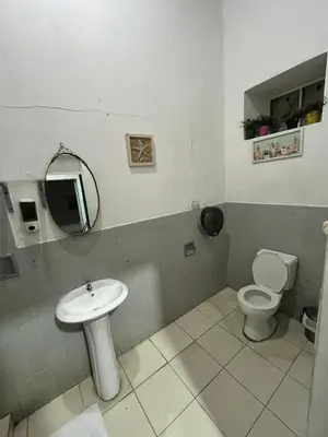a bathroom with a toilet and a sink at Hotel Brunette in Santa Ana